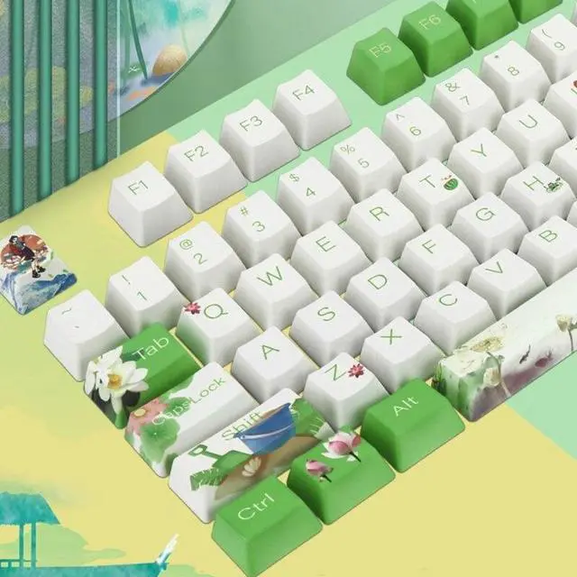 Alt view image 2 of 6 - 108 Keys Lotus Flower Keycap OEM Height PBT Keycaps Set for 61/64/68/75/84/87/96