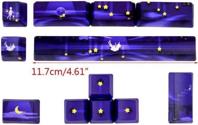 Alt view image 6 of 6 - Purple for sky Stars Keycaps PBT Sublimation for Mechanical Keyboard Enter Space