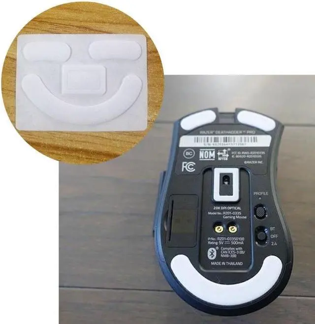 Alt view image 4 of 6 - 1 Pack Esports Tiger Gaming ICE Version Mouse Skates Mouse Feet for DeathAdder-V2 PRO Mouse White Glides Curve Edge
