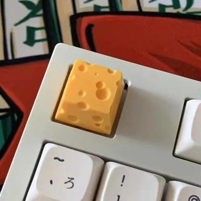 Alt view image 2 of 6 - Cheese Keycap Cute ESC Personality Resin Mechanical Keyboard Key Chesse Cake Design Yellow