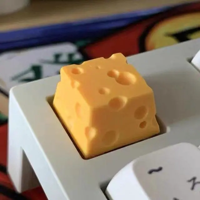 Alt view image 6 of 6 - Cheese Keycap Cute ESC Personality Resin Mechanical Keyboard Key Chesse Cake Design Yellow