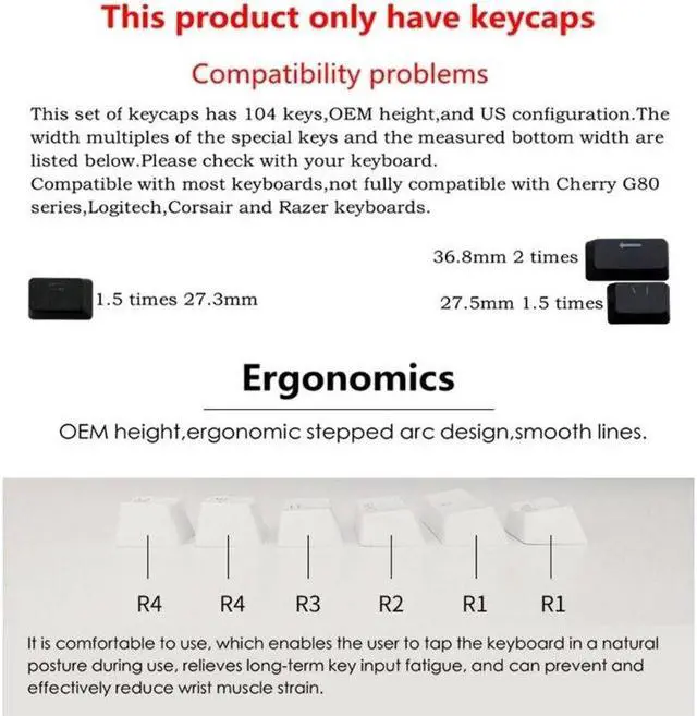 Alt view image 5 of 6 - Gaming Keyboard Keycaps 104Pcs  ABS Russian Korean Backlit Keycap for RGB Mechanical Keyboard DIY Gift for Gamer(2)