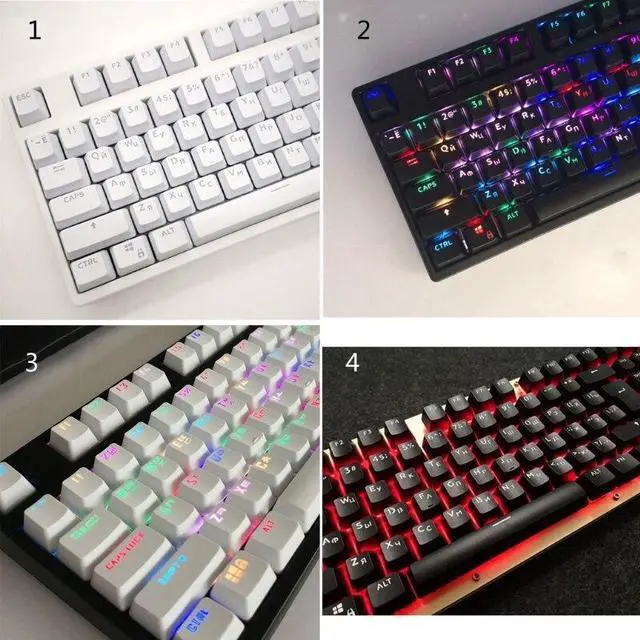 Alt view image 4 of 6 - Gaming Keyboard Keycaps 104Pcs  ABS Russian Korean Backlit Keycap for RGB Mechanical Keyboard DIY Gift for Gamer(2)
