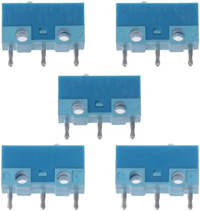 Main image of 5Pcs HUANO-White Dot Blue Shell 0.74N Mouse Micro Switch Silver Alloy Contacts 20 Millions Lifetime