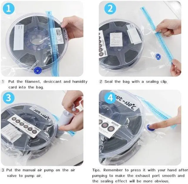 Alt view image 3 of 6 - 3D Printer Consumables Vacuum Sealing Bags Vacuum Pump PLA TPU Material ABS Wire Compression Storage Bag Set(1)