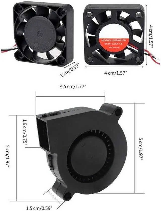 Alt view image 6 of 6 - MK3S+ 3D Printer Cooling Fan 5015 4010 DC5V Blower Air Fan Bearing Cooling