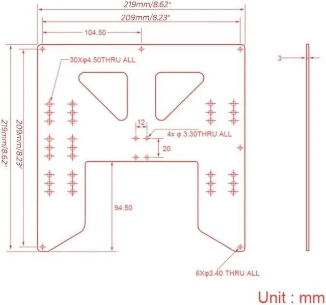 Alt view image 6 of 6 - Y Axis Hot Bed Support Plate Kit, 3D Parts Heater Bed of  i3  A8 A6 3D Printer Replacement Parts Aluminum(BK)