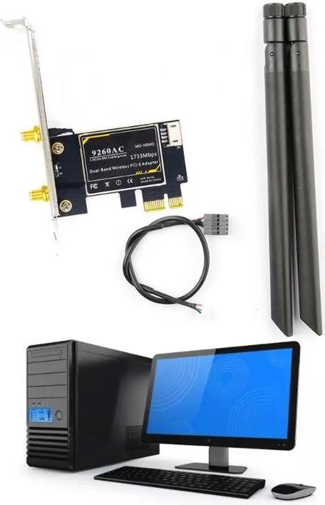 Alt view image 3 of 6 - 9260AC 2.4Ghz/5Ghz Dual-Band 1730Mbps WIFI Adapter Card PCI-E 1X BT5.0 Wireless Dropship