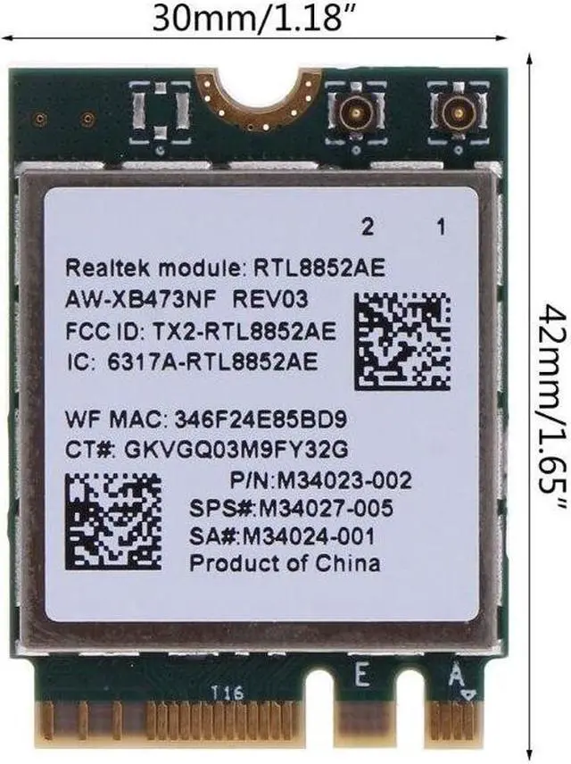 Alt view image 6 of 6 - RTL8852AE Wi-Fi 6 Combo Card 802.11ax .2 5G Wifi Wireless Wlan Card BT 5.2 Dropship