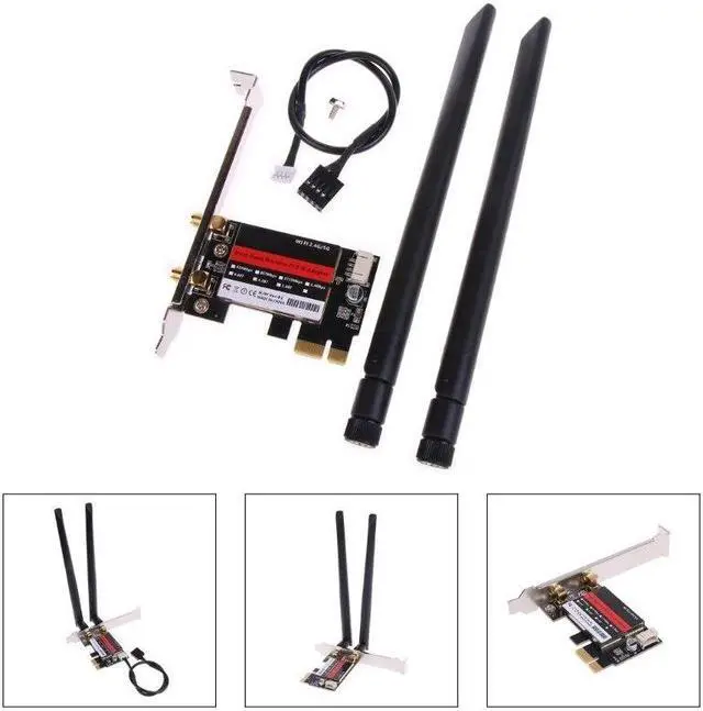 Alt view image 2 of 6 - 7260AC 2.4Ghz/5Ghz Dual-Band 1200Mbps Wireless PCI-E Wi-Fi Bluetooth-compatible4.0 7260 WIFI Card Desktop pcie Adapter Dropship