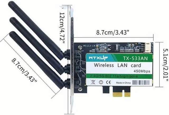Alt view image 6 of 6 - TX-533AN 633ANHMW Dual Band 450Mbps Wireless  Card PCI-E Card 802.11N Dropship(N900)