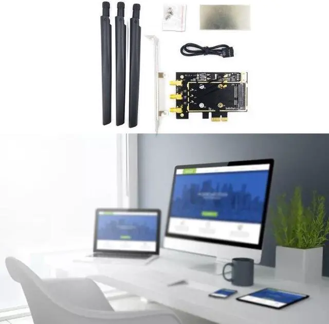 Alt view image 3 of 6 - Wifi Adapter PCI-E 1X To Mini Pci-Express Wifi Raiser Wifi Wireless Card Adapter Dropship(2 antenna models)