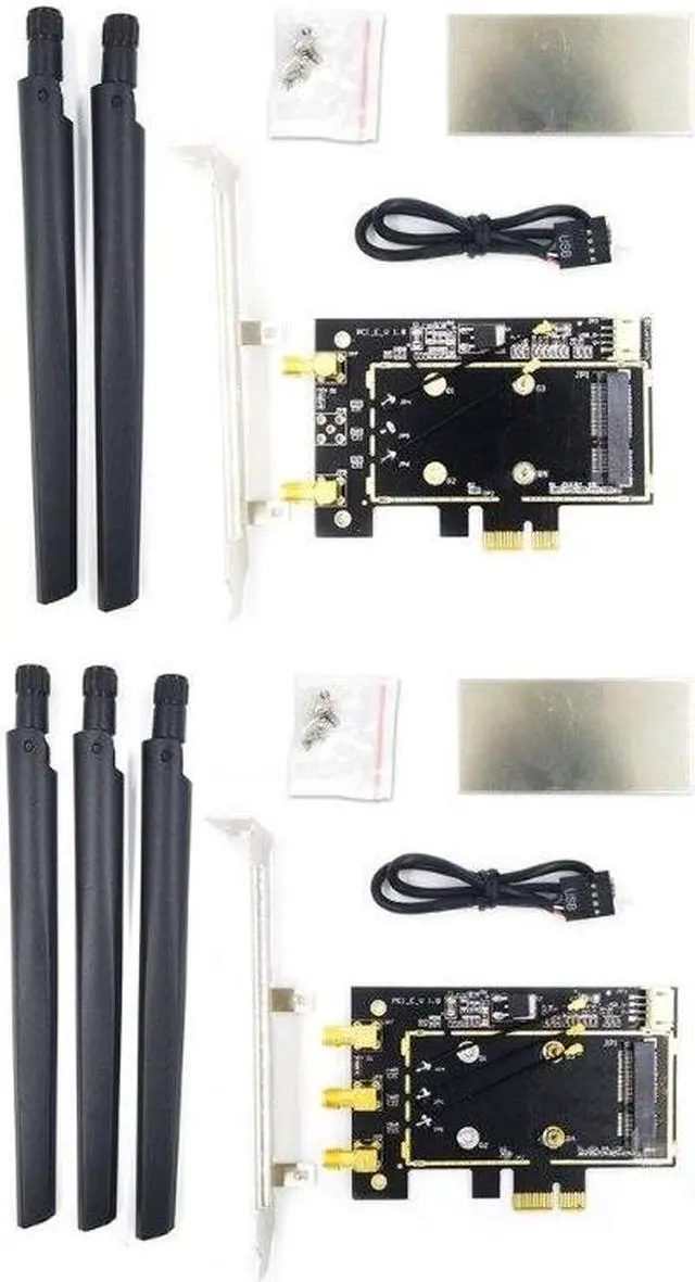 Alt view image 2 of 6 - Wifi Adapter PCI-E 1X To Mini Pci-Express Wifi Raiser Wifi Wireless Card Adapter Dropship(2 antenna models)