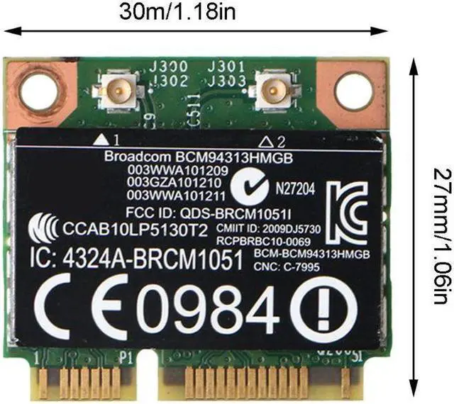Alt view image 6 of 6 - Half Mini PCI-E 802.11b/g/n Wifi Card Bluetooth-compatible BCM94313HMGB BCM20702 Dropship