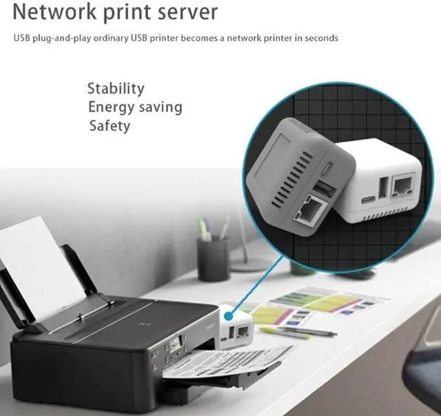 Alt view image 4 of 6 - Mini NP330  Cloud Printing Print Server for NetWork USB 2.0 100MB LAN Dropship(grey)