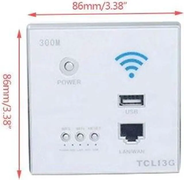Alt view image 6 of 6 - 300Mbps 220V Power AP Relay Smart Wireless WIFI Repeater Extender Wall Embedded Router Panel USB Socket Dropship(Black)