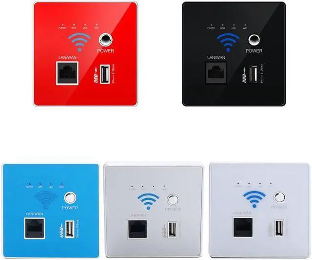 Alt view image 2 of 6 - 300M Transmission Rate Wireless WIFI Wall Embedded Router USB Charging Socket WiFi Repeater for Home Use Dropship(Upgraded version)
(Black)