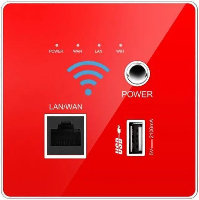 Alt view image 3 of 6 - 300M Transmission Rate Wireless WIFI Wall Embedded Router USB Charging Socket WiFi Repeater for Home Use Dropship(Upgraded version)
(Black)