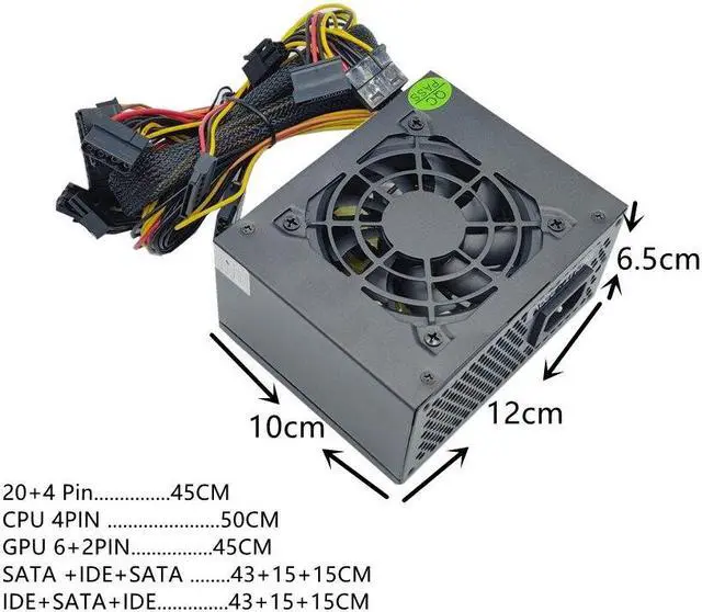 Alt view image 6 of 6 - Desktop mATX Series PSU 200W 230W 250W 300W 350W SFX Micro ATX PC Case Small Switching Computer Power Supply 20 + 4pin