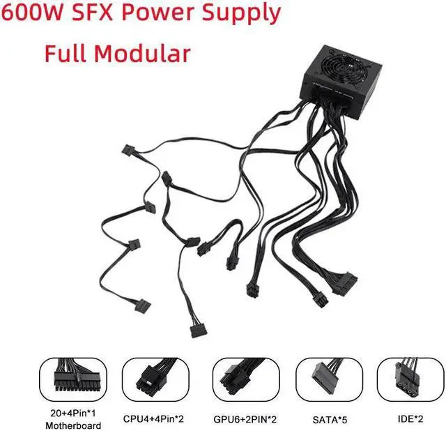 Alt view image 6 of 6 - Max 750W Fully Modular SFX Power Supply For PC 600W SFX L Power Supplies PSUfor Gaming PC SFX PC Case
