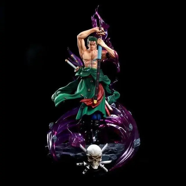 Main image of Anime One Piece Roronoa Zoro GK Warm Blood Luminous PVC Action Figure Collectible Model Doll Toy 44cm