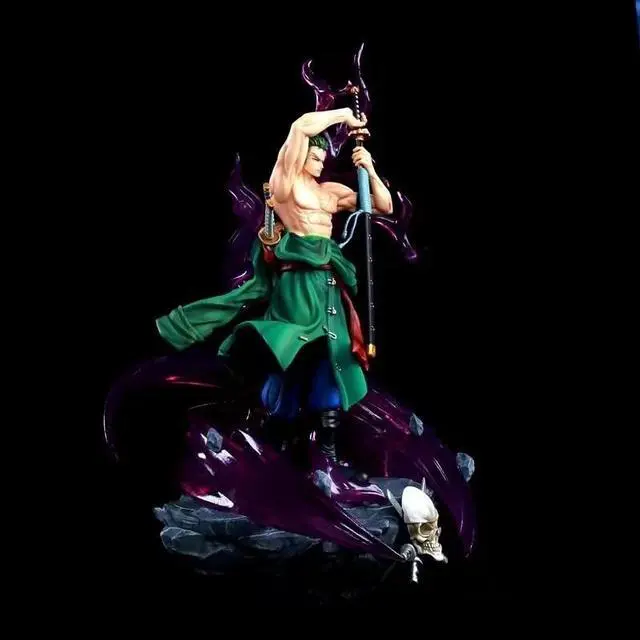 Alt view image 4 of 6 - Anime One Piece Roronoa Zoro GK Warm Blood Luminous PVC Action Figure Collectible Model Doll Toy 44cm