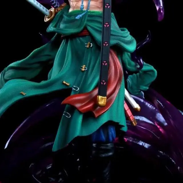 Alt view image 5 of 6 - Anime One Piece Roronoa Zoro GK Warm Blood Luminous PVC Action Figure Collectible Model Doll Toy 44cm