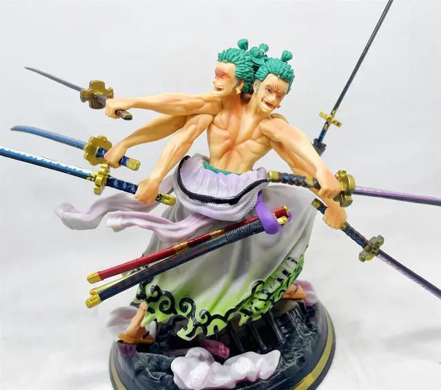Alt view image 2 of 6 - Anime One Piece Roronoa Zoro GK Nine Knives Flow PVC Action Figure Collectible Model Doll Toy 22cm