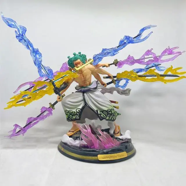 Main image of Anime One Piece Roronoa Zoro GK Nine Knives Flow PVC Action Figure Collectible Model Doll Toy 22cm