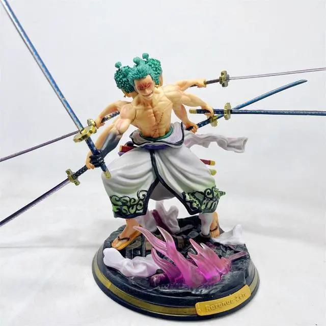 Alt view image 3 of 6 - Anime One Piece Roronoa Zoro GK Nine Knives Flow PVC Action Figure Collectible Model Doll Toy 22cm