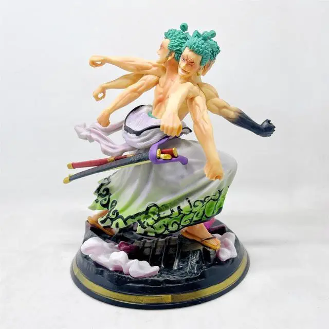 Alt view image 4 of 6 - Anime One Piece Roronoa Zoro GK Nine Knives Flow PVC Action Figure Collectible Model Doll Toy 22cm