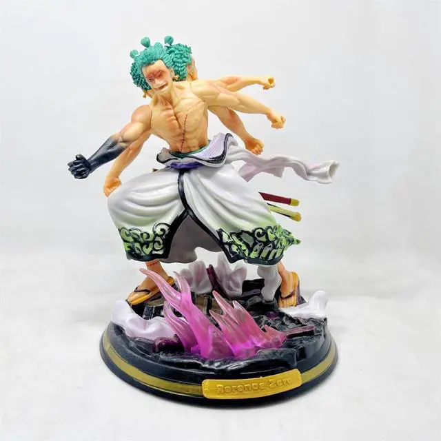 Alt view image 5 of 6 - Anime One Piece Roronoa Zoro GK Nine Knives Flow PVC Action Figure Collectible Model Doll Toy 22cm