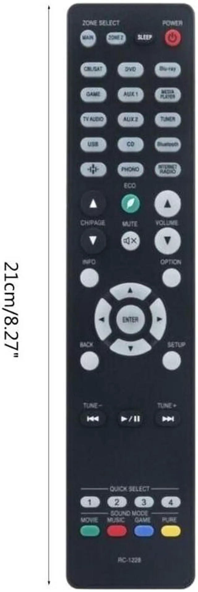 Alt view image 6 of 6 - RC1228 Replaced Remote Control for Denon RC1228 AVR-S750H AVR-S900W AVR-X1400H Video Receivers Long Control Distance