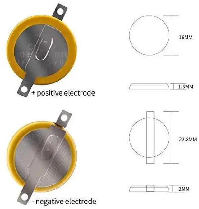 Alt view image 4 of 6 - 12 Pack CR1616 3V Button Cell Lithium Battery with Solder Tabs for for Pokemon, Gameboy Color, Gameboy Advance Game Battery