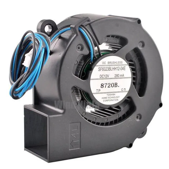 Alt view image 3 of 6 - SF6023BLHH12-04E 6cm Diameter Centrifugal Blower Fan 60x60x23mm DC12V 280mA 3-Pin Cooling Turbine for Projectors