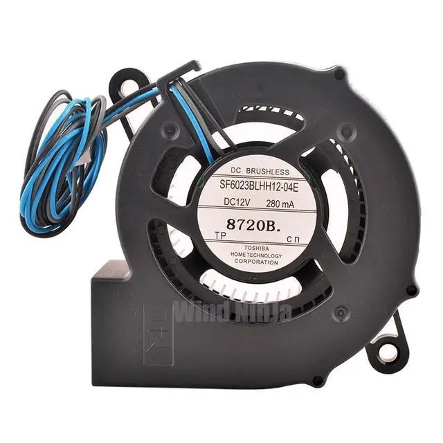 Alt view image 5 of 6 - SF6023BLHH12-04E 6cm Diameter Centrifugal Blower Fan 60x60x23mm DC12V 280mA 3-Pin Cooling Turbine for Projectors