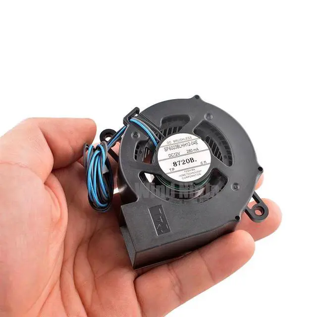 Alt view image 6 of 6 - SF6023BLHH12-04E 6cm Diameter Centrifugal Blower Fan 60x60x23mm DC12V 280mA 3-Pin Cooling Turbine for Projectors