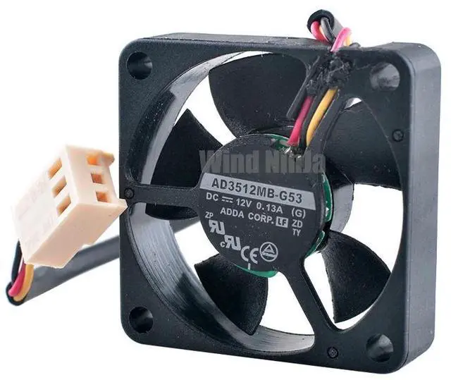 Alt view image 2 of 6 - AD3512MB-G53 Micro Cooling Fan 35mm X 35mm X 10mm 3.5cm Dual Ball Bearing 3Pin DC12V 0.13A for CPU Microcomputer
