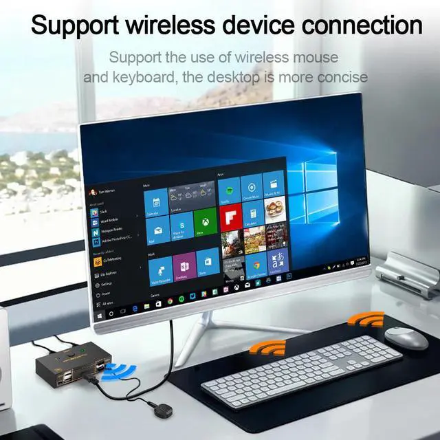 Alt view image 3 of 6 - KARTOMAN KVM switch USB 2.0 HDMI-compatible 4K Splitter Printer Mouse Keyboard Share Switcher Box Computer Controller Adapter