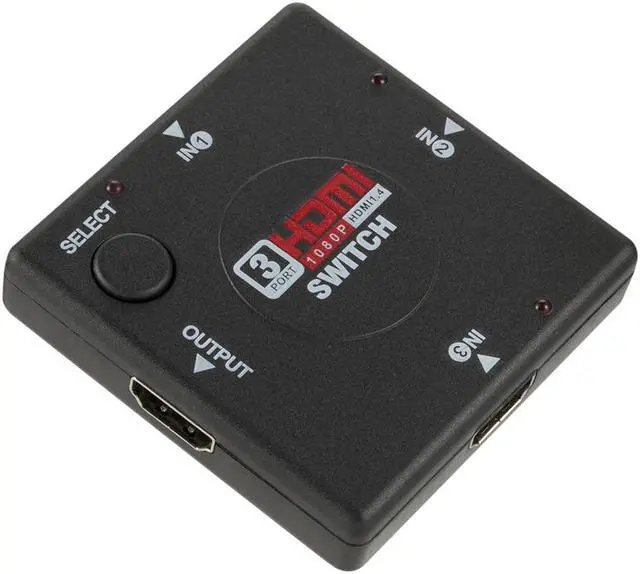 Alt view image 2 of 6 - HDMI Switch 3 input 1 Output Mini 3 Port Female to Female HDMI Switcher Splitter Box Selector for HDTV 1080P VIdeo Switcher