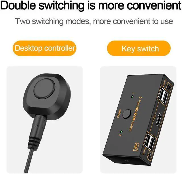 Alt view image 5 of 6 - KARTOMAN KVM switch USB 2.0 HDMI-compatible 4K Splitter Printer Mouse Keyboard Share Switcher Box Computer Controller Adapter