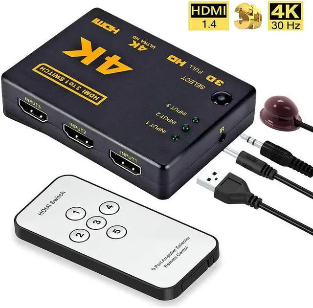 Main image of 3 In 1 Port Switch Hub Premium Account Remote Control Auto Switch 1080P HD Video HDMI-compatible Output Up to 250MHz Splitter