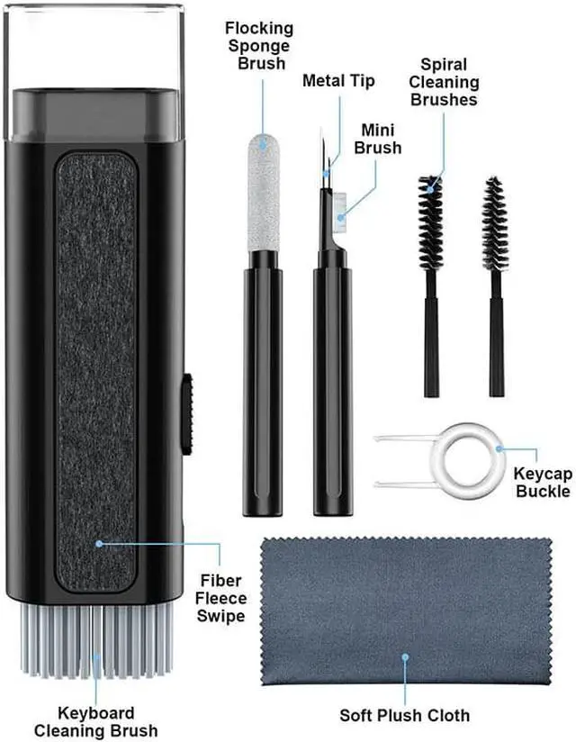 Alt view image 2 of 6 - 8-in-1 Keyboard Cleaning Brush Kit Computer Keyboard Cleaner Earphone Cleaning tools keycap Puller kit for PC Airpods Pro 1 2    Color: green (black)