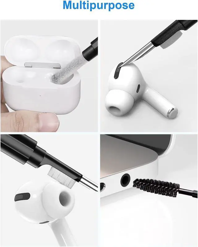 Alt view image 4 of 6 - 8-in-1 Keyboard Cleaning Brush Kit Computer Keyboard Cleaner Earphone Cleaning tools keycap Puller kit for PC Airpods Pro 1 2    Color: green (black)