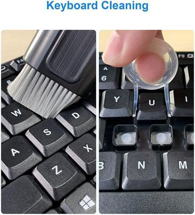 Alt view image 5 of 6 - 8-in-1 Keyboard Cleaning Brush Kit Computer Keyboard Cleaner Earphone Cleaning tools keycap Puller kit for PC Airpods Pro 1 2    Color: green (black)