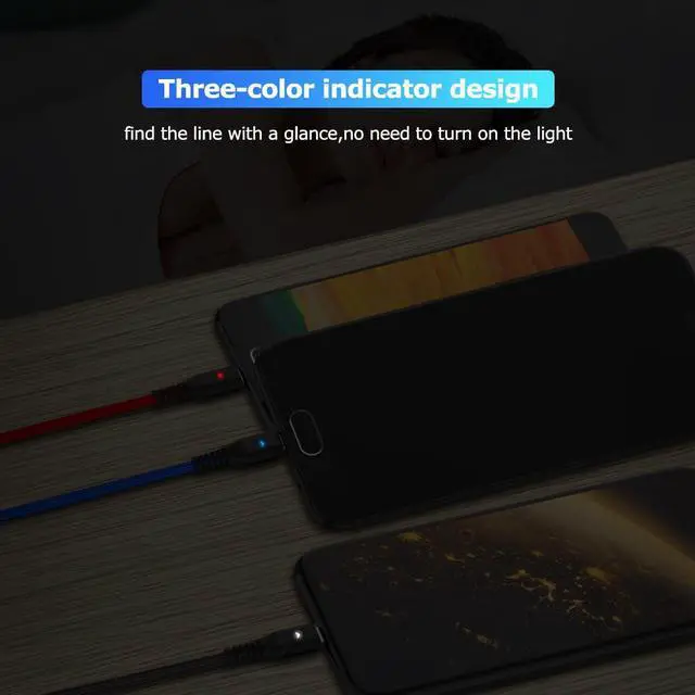 Alt view image 4 of 6 - 3in1 LED USB Charging Cable for iPhone 13 12 11 Pro 3in1 2in1 Micro USB Type C 8Pin Charger Cable for Huawei Xiaomi POCO X3 M3 Line length:1.2m Color:cream-coloured (Mix Color)