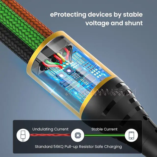 Alt view image 4 of 6 - 4 in 1 USB Type C Charging Cable for iPhone 13 12 11 Pro 3in1 2in1 USB Charging Cable Micro USB Cable for Huawei Samsung 1.2M Color: Beige (Double iOS)