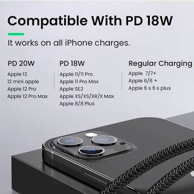 Alt view image 3 of 6 - 2in1 60W/20W PD USB Type C Cable for iPhone 13 12 11 Pro XS XR Fast Charging Charger for MacBook Type C USB C Data Wire Cord 1m