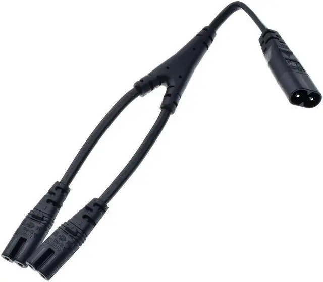 Main image of IEC320 C8 to 2xC7 Y Split AC Power Cord, IEC Figure 8 Male to 2 Female 1 in 2 Out AC Power Cable(Black 30cm)