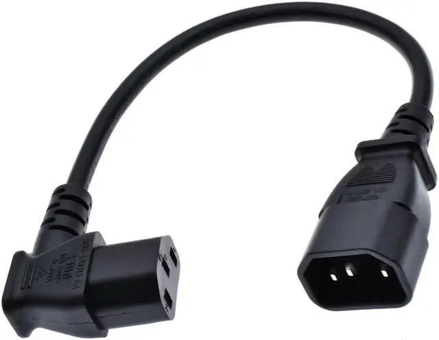 Main image of IEC 320 C14 to C13 Male to Female Power Adapter Right Angled Extension cable for LCD LED Mount TV 30CM(Left Angled)